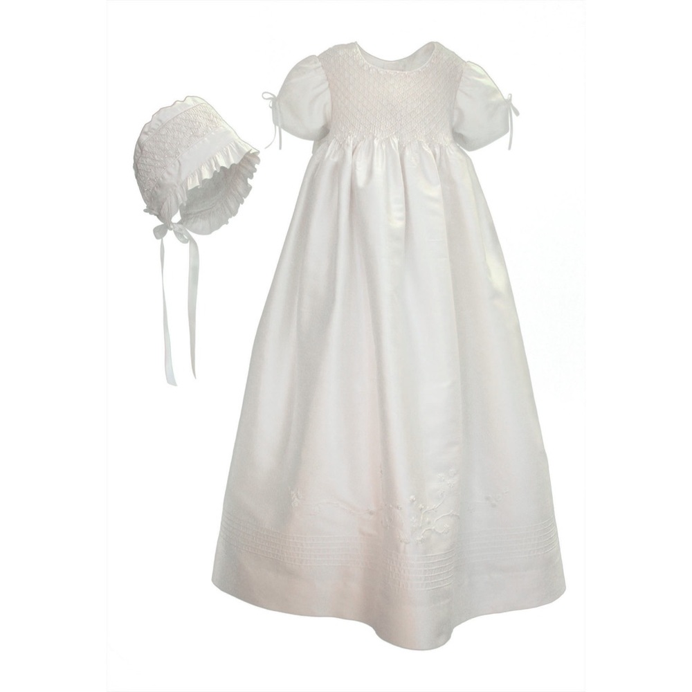Isabel Garreton Beaded Pearl Christening Gown with Bonnet